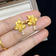 瑞諾黃金百合花耳釘女新款999足金小眾輕奢耳飾生日禮物送媽媽 勿拍/精美包裝定金