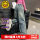 G.DUCKKIDS童裝女童褲子春秋季2025新款潮流闊腿褲兒童牛仔褲女大童高腰長褲 復(fù)古藍 160 尺碼13~14歲【150-160cm】