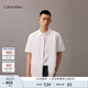 Calvin KleinJeans春夏男士商務(wù)正裝休閑通勤ck刺繡字母凈色短袖襯衫40QC101 YAA-月光白 L