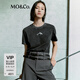 MO&Co.【涼感】夏海豚印花寬松圓領(lǐng)短袖棉質(zhì)T恤摩安珂 炭黑色 M 165
