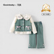 可英 GOWINBABY女童牛仔套裝甜美2025秋季女孩蝴蝶結秋裝女寶韓版時(shí)髦襯衫三件套 藍色+杏色（套裝） 90 （適合身高80cm-90cm）