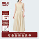 無印良品（MUJI）IDEE 女式 人字紋 連體裙 連衣裙裙子夏季長裙無袖GAD61C4S 淺米色 均 碼 165/88A