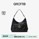 GROTTO個(gè)樂經(jīng)典黑石hobo包大小號植鞣綿羊皮腋下單肩斜挎軟包通勤禮物 經(jīng)典黑 金標(biāo)L