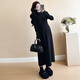 苒琦媽咪孕婦秋裝2026新款套裝時(shí)尚外出長(cháng)袖開(kāi)衫裙寬松遮肚孕婦裙子兩件套 黑色連衣裙（單件） XL