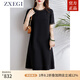 ZXEGI高檔新款真絲連衣裙女夏季清涼透氣百搭黑色小個子桑蠶絲中長裙子 黑色 M
