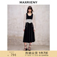 MAXRIENY法式宮廷復(fù)古風(fēng)拼接蕾絲絲絨連衣裙冬季新款收腰裙子 黑色 M 02