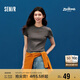 森馬（Semir）瘋狂動物城短袖T恤女短款修身顯瘦夏2025刺繡套頭衫109325100022