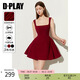 DPLAY2025年夏季新款紅色連衣裙女修身顯瘦禮服裙子性感吊帶裙短裙爆款 果醬紅 M