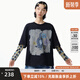 幻走（MOVEUP）2025春季新款.FUN系列圓領(lǐng)印花假兩件設(shè)計(jì)短款T恤女 黑色 L