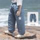 巴厘小豬女童棉褲冬季保暖褲男童夾棉加厚束腳長(cháng)褲寶寶休閑褲秋冬兒童褲子 月光藍 120