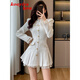 蔻伊婭（Kouyiya）品牌女裝新品小香風(fēng)連衣裙女秋冬2025新款小個(gè)子高級感名媛氣質(zhì) 米白色 S