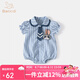 班喜迪嬰兒衣服夏季薄款夏日嬰幼兒女寶寶連體衣公主包屁衣夏裝外出爬服 藍(lán)色 80cm