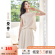 梵希蔓高級無袖套裝裙女2025年夏季新款亞麻上衣半身裙氣質(zhì)兩件套 M8077 杏色 L
