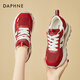 達芙妮運動(dòng)休閑鞋女厚底內增高顯腿長(cháng)旅游百搭老爹鞋潮流女鞋 紅色 37