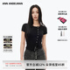 ANN ANDELMAN官方直營(yíng)不對(duì)稱短袖修身小開(kāi)衫短袖修身毛針織外套女 黑色 S