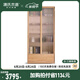 源氏木語 純實(shí)木書柜簡(jiǎn)約現(xiàn)代橡木背景墻落地書櫥北歐書房落地柜子 1米雙門書柜(長(zhǎng)虹玻璃)