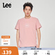 Lee25新品標(biāo)準(zhǔn)版圓領(lǐng)方型印花Logo摩登中性男短袖T恤