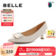 百麗（Belle）方扣高跟鞋女商場同款羊皮細跟單鞋Z2N2DCQ3 米白 36 (230mm)