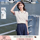 香影polo衫短袖女針織2025夏裝新款氣質(zhì)條紋拼接翻領(lǐng)白色正肩上衣 米白 XL 170/92A/125-140斤