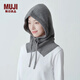 無印良品（MUJI）羊毛 羅紋編織 巴拉克拉法帽 帽子女秋冬 針織帽 圍脖 DDA44A4A 灰色
