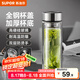 蘇泊爾（SUPOR）玻璃杯茶水分離男士水杯雙層高硼硅玻璃耐高溫大容量泡茶杯子禮物 行硯黑400mL