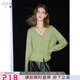 伊布都【新復(fù)古回潮】2025春季新款抹茶綠V領(lǐng)寬松開衫針織衫金屬扣女 抹茶綠 XL