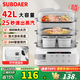 SUBOAER蘇泊電蒸鍋【補(bǔ)貼20%】2025年新款家用60L大容量多層蒸汽鍋多用途蒸鍋電蒸箱全透明視窗不銹鋼蒸片 42L 高配不銹鋼款【三層大容量】