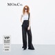MO&Co.寬松直筒側(cè)開叉顯瘦美式復(fù)古休閑牛仔背帶褲 牛仔黑色 S 160