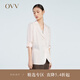 OVV2023春夏新款女裝三?？劭删磉?9MM絲麻微收腰西服外套 粉紅（凈色）12 M