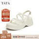 他她（TATA）綁帶厚底涼鞋女簡(jiǎn)約休閑運動(dòng)百搭涼鞋秋新款DWFT1BL4 米白（涼鞋款） 37