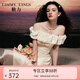 糖力【商場(chǎng)同款】夏新款泡泡云朵連衣裙女打攬一字肩天絲長(zhǎng)裙 杏色 S