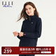 ELLE ACTIVE高級(jí)感半拉鏈立領(lǐng)衛(wèi)衣女秋季百搭彈力運(yùn)動(dòng)舒適套頭衫經(jīng)典針織衛(wèi)衣 藏青色 L