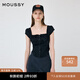 moussy 女裝新品法式純欲初戀風(fēng)方領(lǐng)修身襯衫女010HA730-7371 020黑色 M