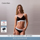 Calvin Klein內衣【摩登引力帶】女士舒適ck無(wú)鋼圈軟支撐海邊提花肩帶美背文胸 UB1-太空黑 S 推薦70A-75A