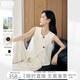 對白老錢風麻感馬甲闊腿褲兩件套女2025夏新款高級感氣質(zhì)通勤套裝 月光白 M