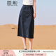 香影a字工裝半身裙女2025夏裝新款藏青中長抽繩氣質(zhì)高腰開叉裙子 藏青 M