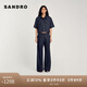 SANDRO女士新復(fù)古回潮縫線設(shè)計(jì)闊腿牛仔褲SFPPA01485 D324/深藍(lán)色 34