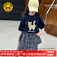 G.DUCKKIDS小黃鴨童裝女童夏裝套裝2025新款兒童衣服女孩夏季短袖裙褲兩件套 一整套 130 尺碼7~8歲【120-130cm】cm