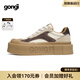 共跡gongji【張顏齊同款】男鞋復(fù)古美拉德休閑鞋方頭厚底板鞋情侶運(yùn)動鞋女鞋 焦茶棕 /偏大半碼 40 （253mm）