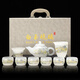 器美優(yōu)品白玉琉璃茶具套裝中式家用玉瓷千里江山輕奢功夫茶具茶壺一壺四杯 千里江山茶壺茶具套組【白】