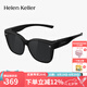 海倫凱勒（HELEN KELLER）七夕禮物眼鏡近視套鏡男女墨鏡防紫外線偏光開車駕駛太陽鏡HT003 HT005P01亮黑框-灰片