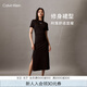 Calvin KleinJeans夏季女士休閑通勤開叉ck純棉針織圓領(lǐng)T恤長裙連衣裙ZW02584 BEH-太空黑 S