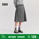 森馬（Semir）森馬半身裙女仿毛呢裙子24冬新款A字百褶裙遮胯顯瘦109724120001