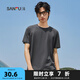 三福2025夏季新款短袖t恤男女圓領(lǐng)純色上衣情侶款白色休閑打底衫 圓領(lǐng)-灰色 L