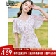 百圖betu女裝夏季新款連衣裙V領(lǐng)碎花顯瘦飛飛袖連衣裙女2304T82 淡紫 L