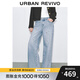 UR2025秋季新款女裝休閑花卉鉆飾闊腿牛仔長(cháng)褲UWG850182 天藍 25