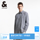 杰克·瓊斯（JACK&JONES）男裝簡(jiǎn)約男士襯衣寬松版型條紋設(shè)計(jì)休閑文藝風(fēng)長袖襯衫224305036 E40深藍(lán)色 常規(guī) S 170