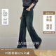 茵曼復古磨白闊腿牛仔褲2025秋女裝新款顯瘦高腰長(cháng)褲 牛仔藍 27