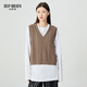 深呼吸DEEP BREATH女裝側開(kāi)叉廓形純羊毛馬甲針織衫女A301152 棕咖 L (4)