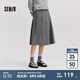 森馬（Semir）[梨形天菜]半身裙女仿毛呢學(xué)院風(fēng)裙子24冬新款A(yù)字百褶裙遮胯顯瘦 灰色調(diào)00322 165/70A/L